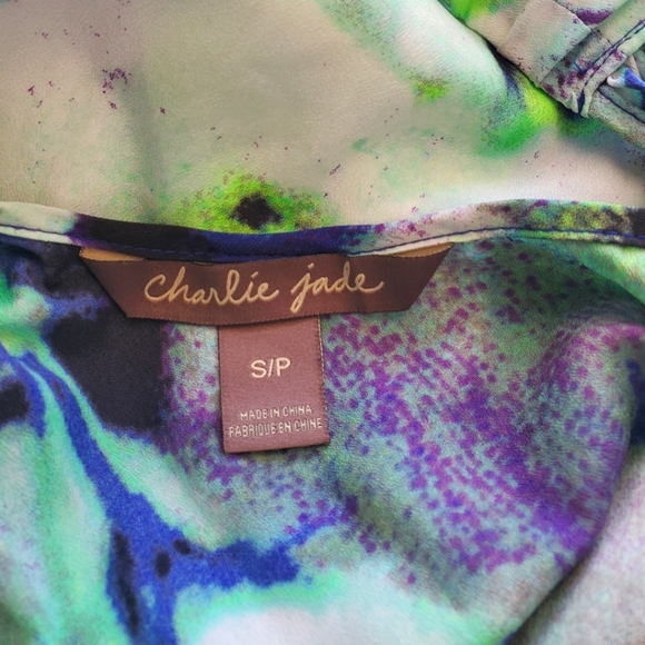 Charlie Jade Jumpsuit Jumper  Floral Tropical Racerback Green Blue Purple Small - Picture 10 of 12